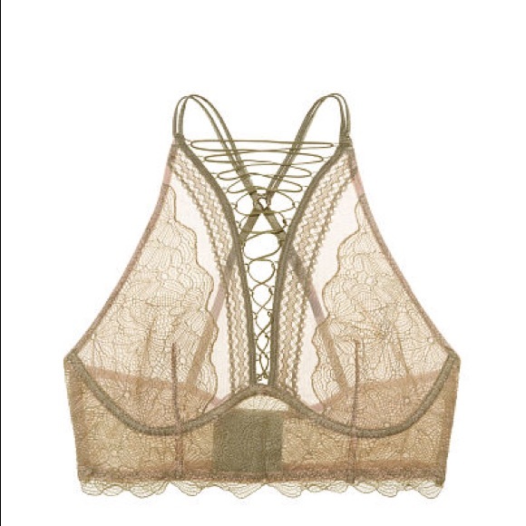 VS Very Sexy Lace up High neck Bra Ivory Lace NWT - Picture 8 of 8